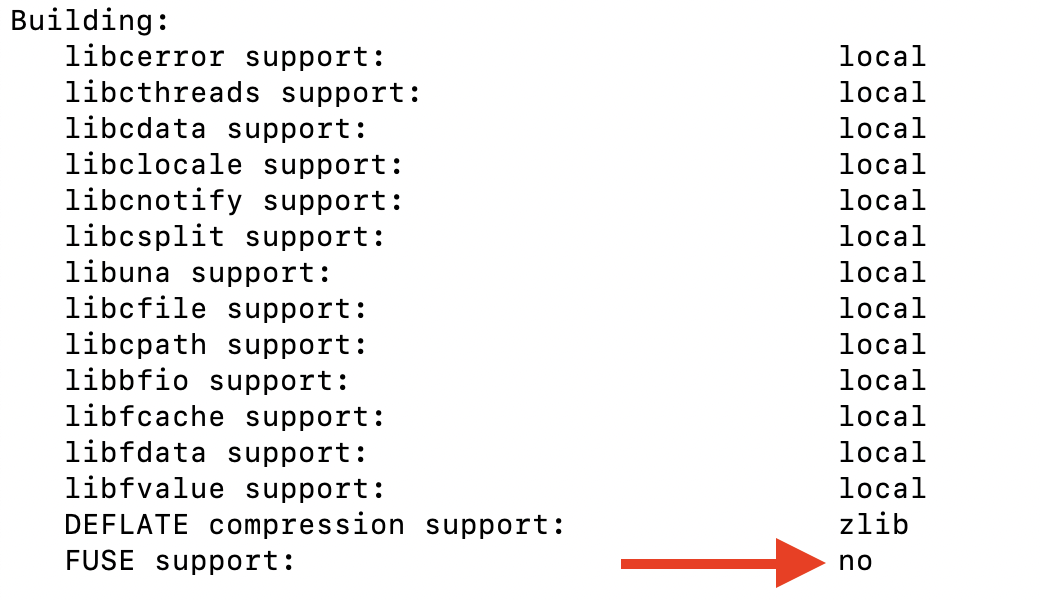 libvmdk configured without fuse